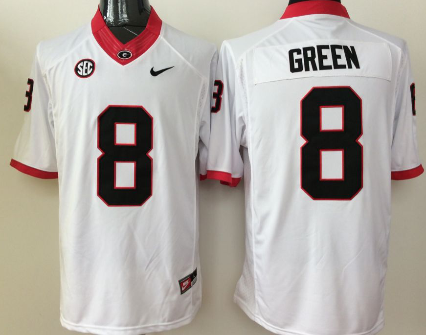 NCAA Men Georgia Bulldogs White #8 green